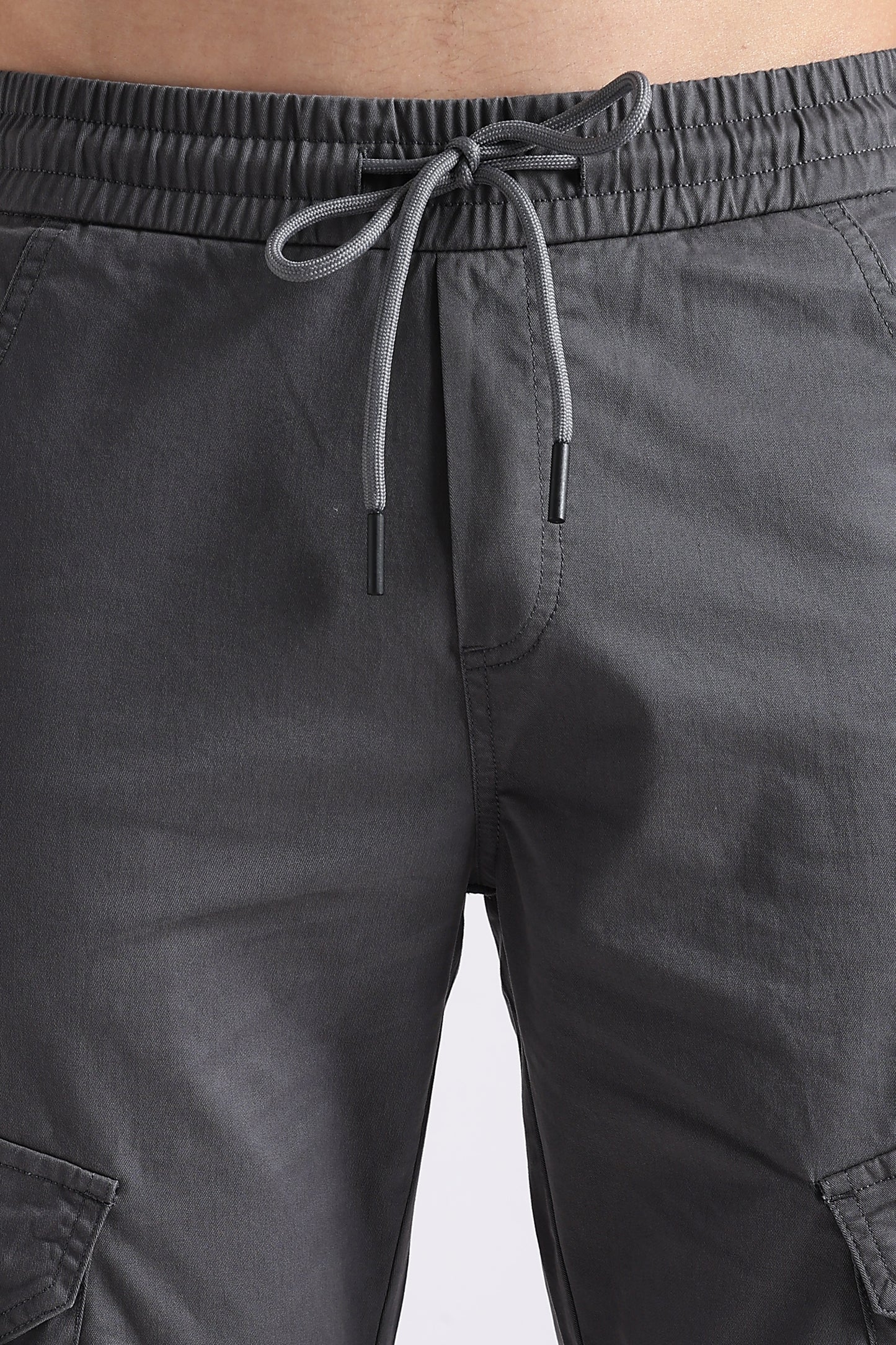 100% Cotton Slim Fit Cargo Pants Dk Grey