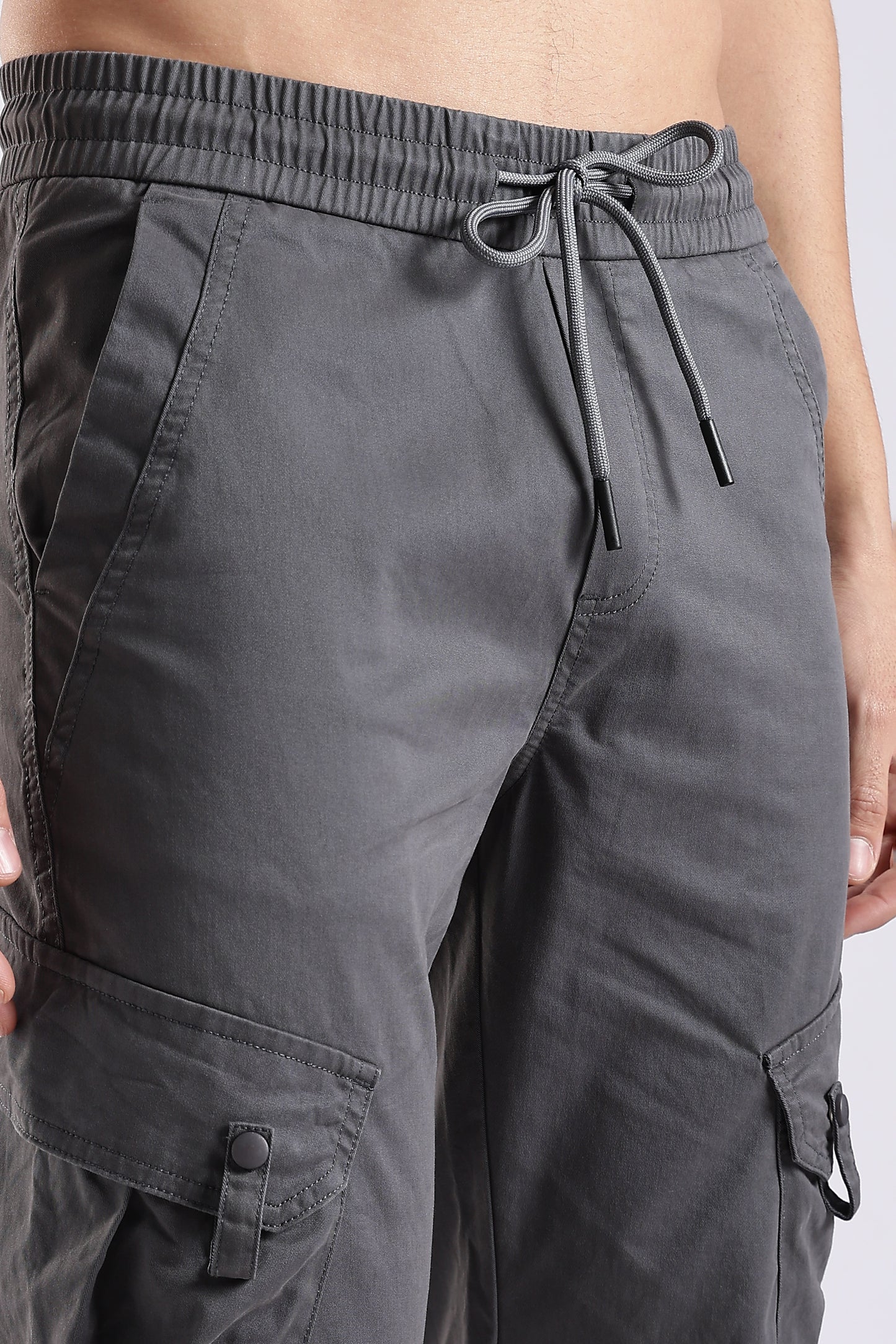 100% Cotton Slim Fit Cargo Pants Dk Grey