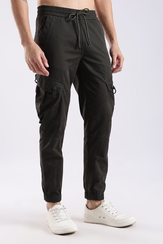 100% Cotton Slim Fit Cargo Pants Dk Green