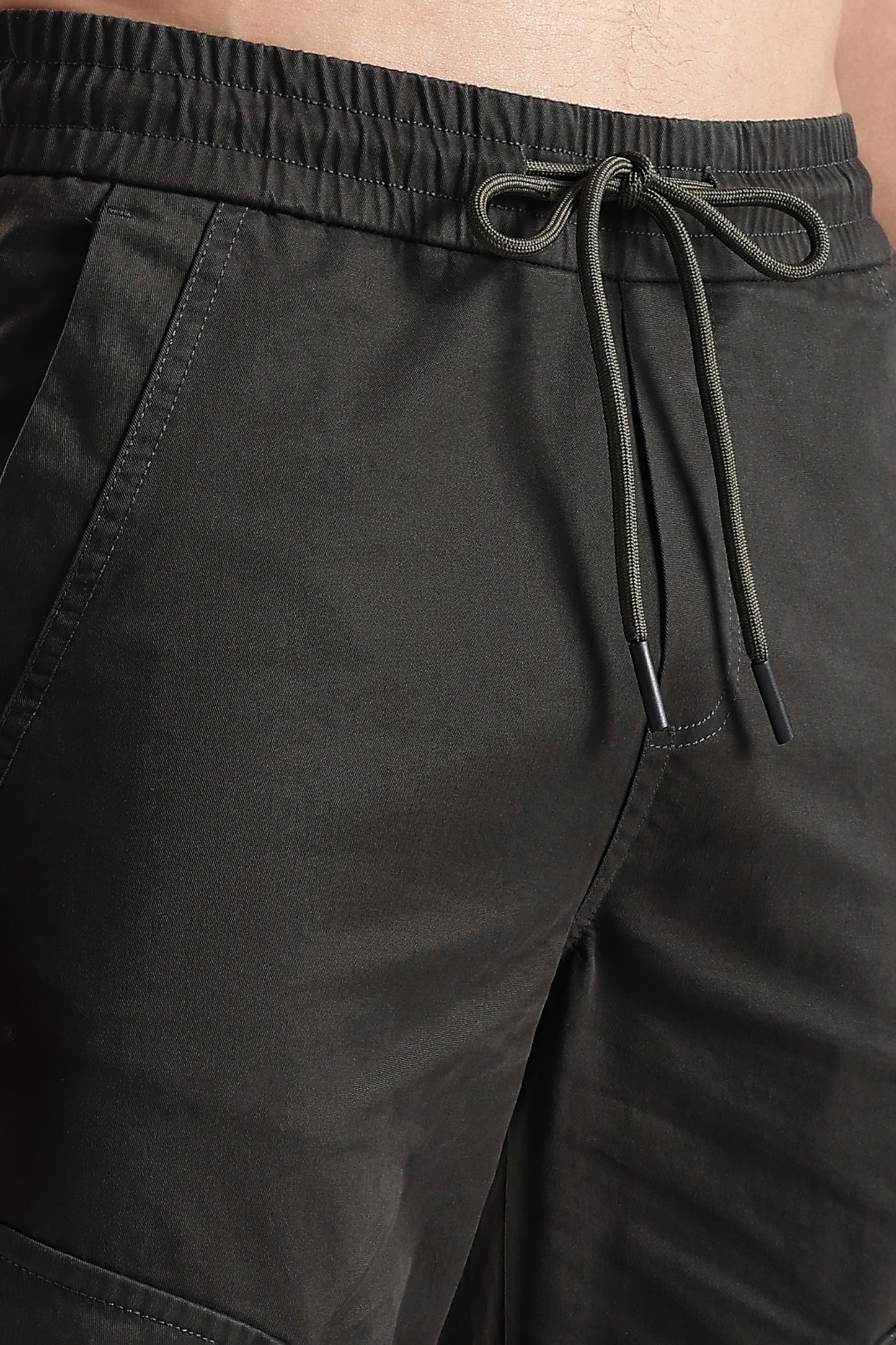 100% Cotton Slim Fit Cargo Pants Dk Green
