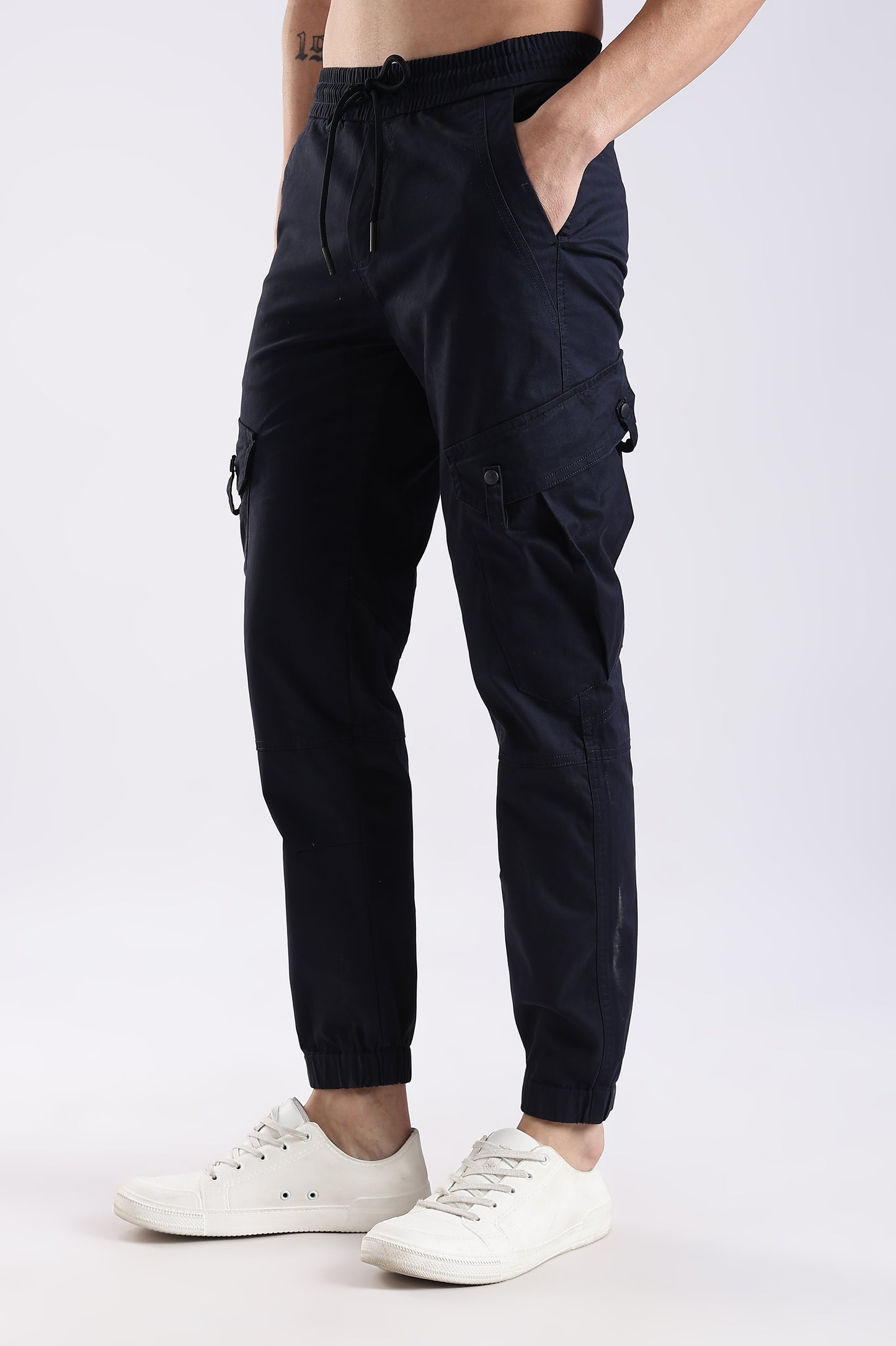 100% Cotton Slim Fit Cargo Pants Navy