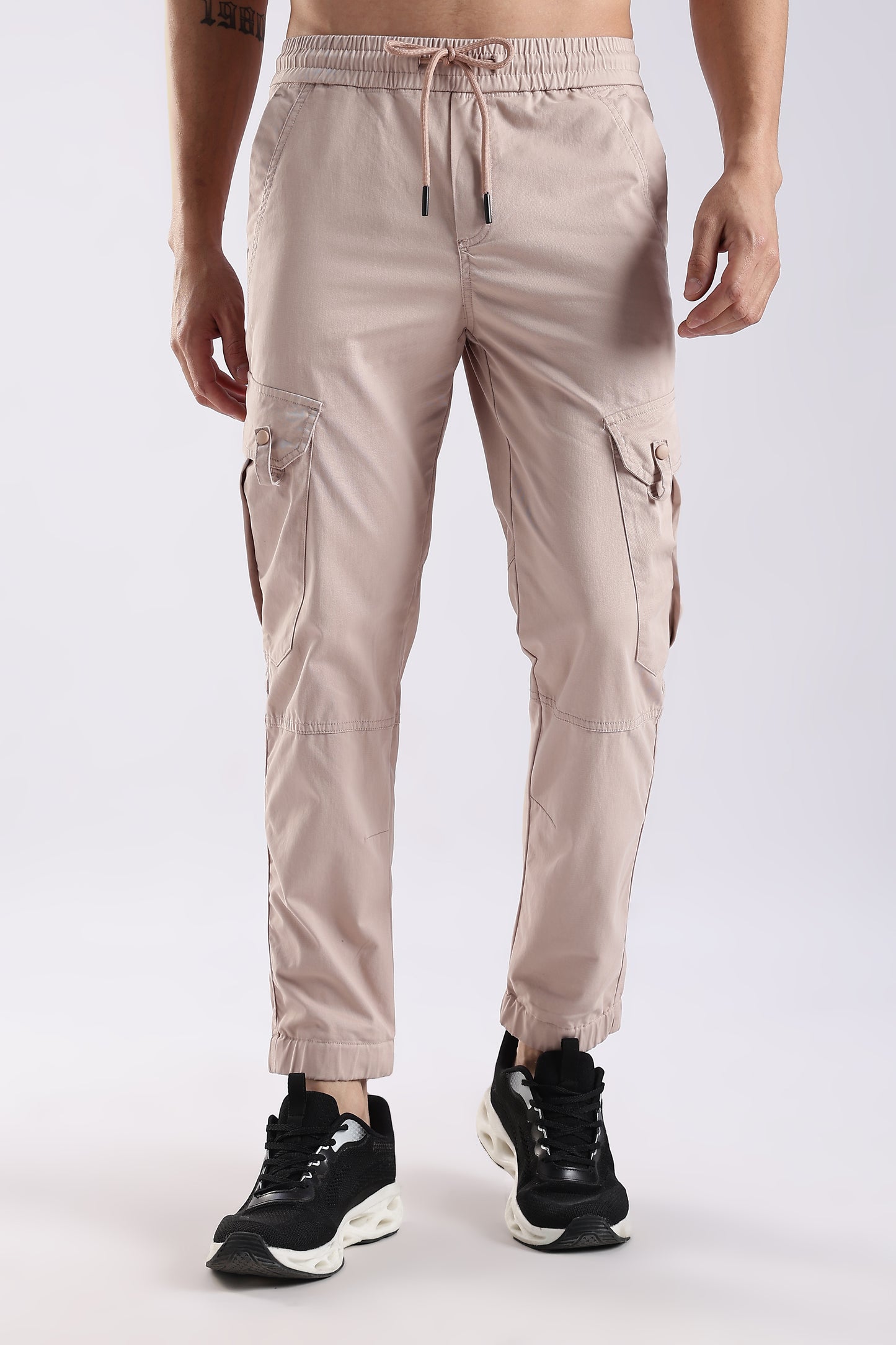 100% Cotton Slim Fit Cargo Pants Lt Pink