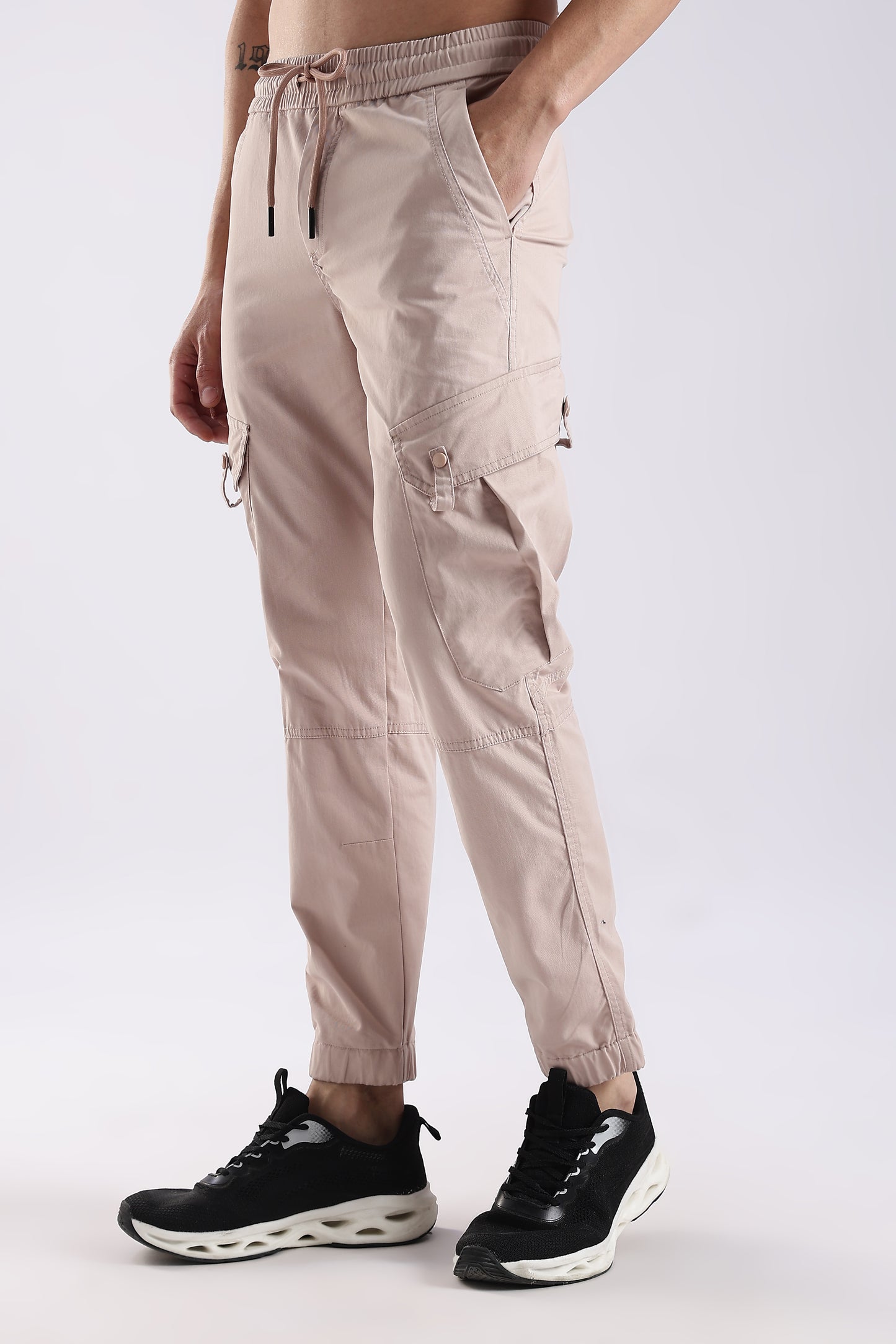 100% Cotton Slim Fit Cargo Pants Lt Pink