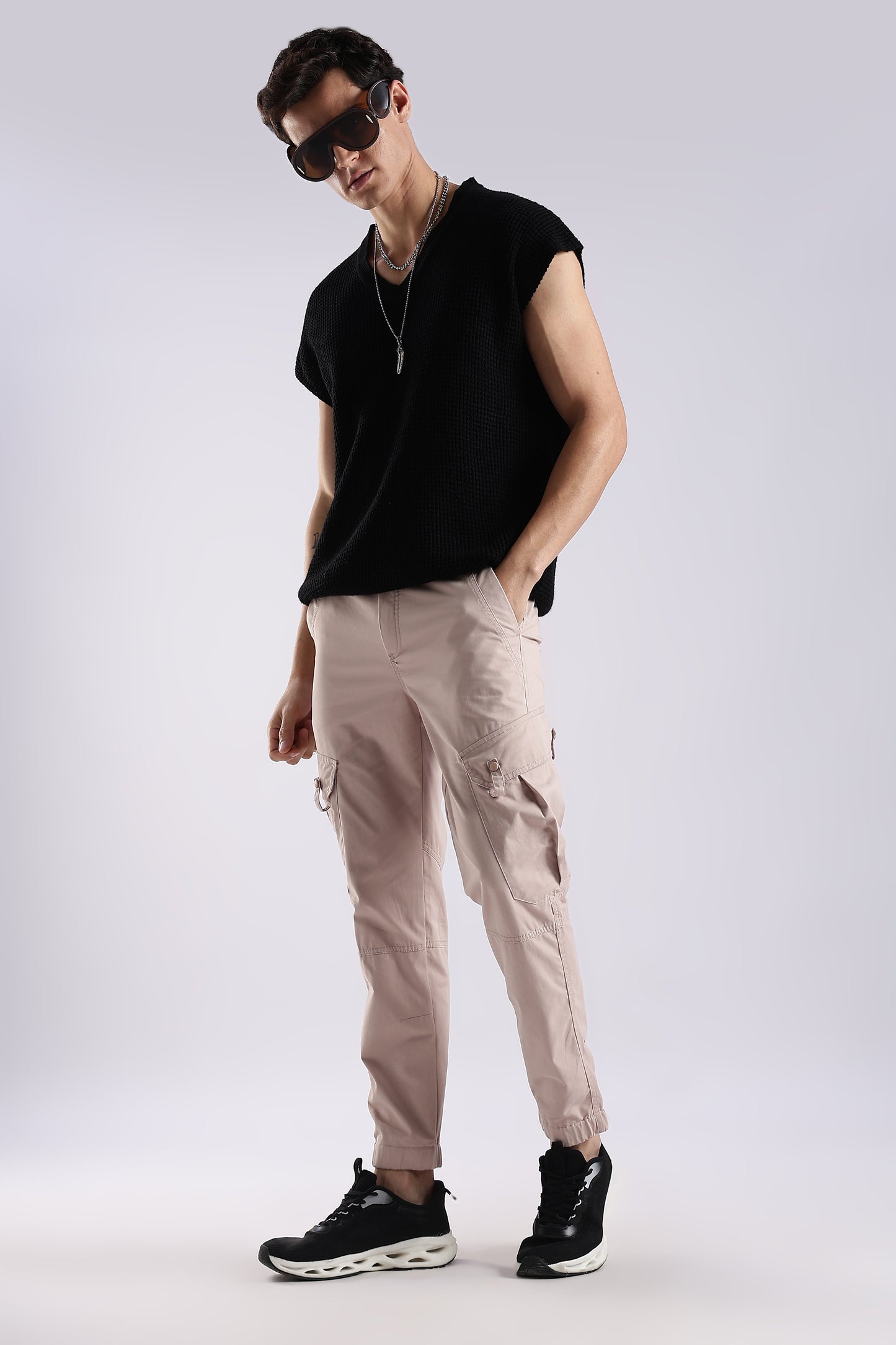 100% Cotton Slim Fit Cargo Pants Lt Pink