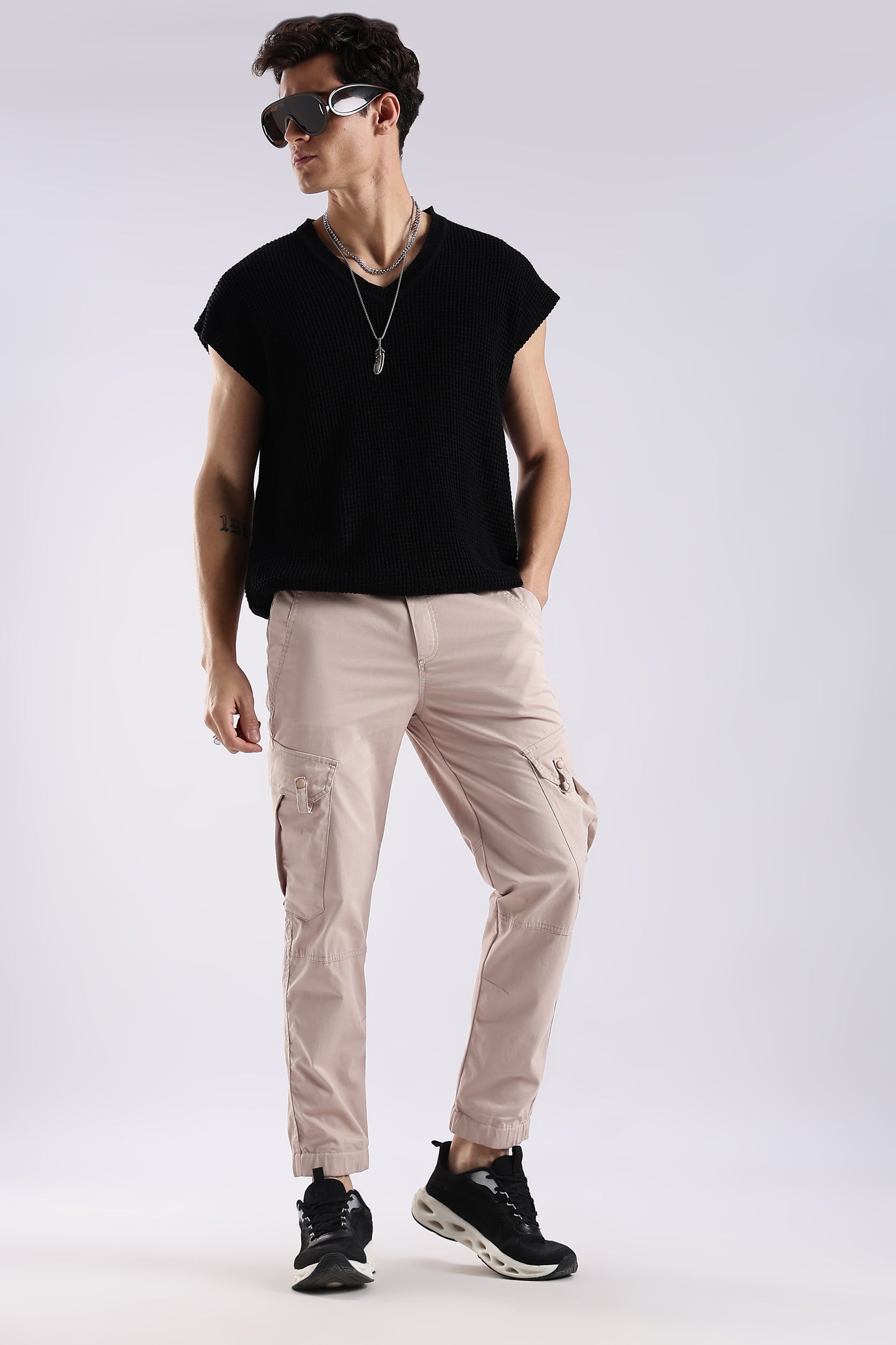 100% Cotton Slim Fit Cargo Pants Lt Pink