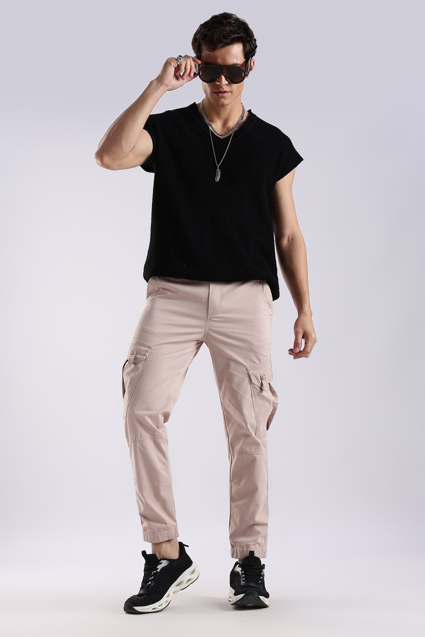 100% Cotton Slim Fit Cargo Pants Lt Pink