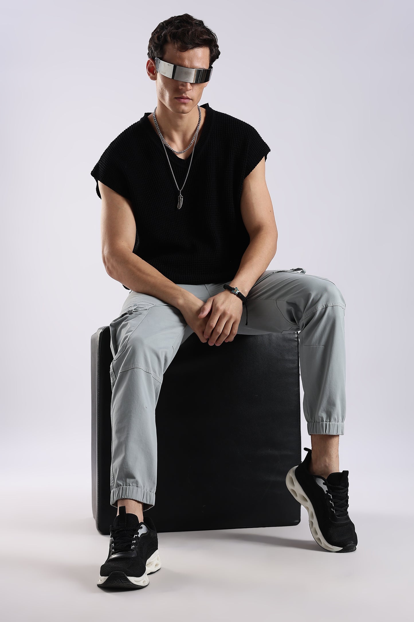 100% Cotton Slim Fit Cargo Pants Lt Blue