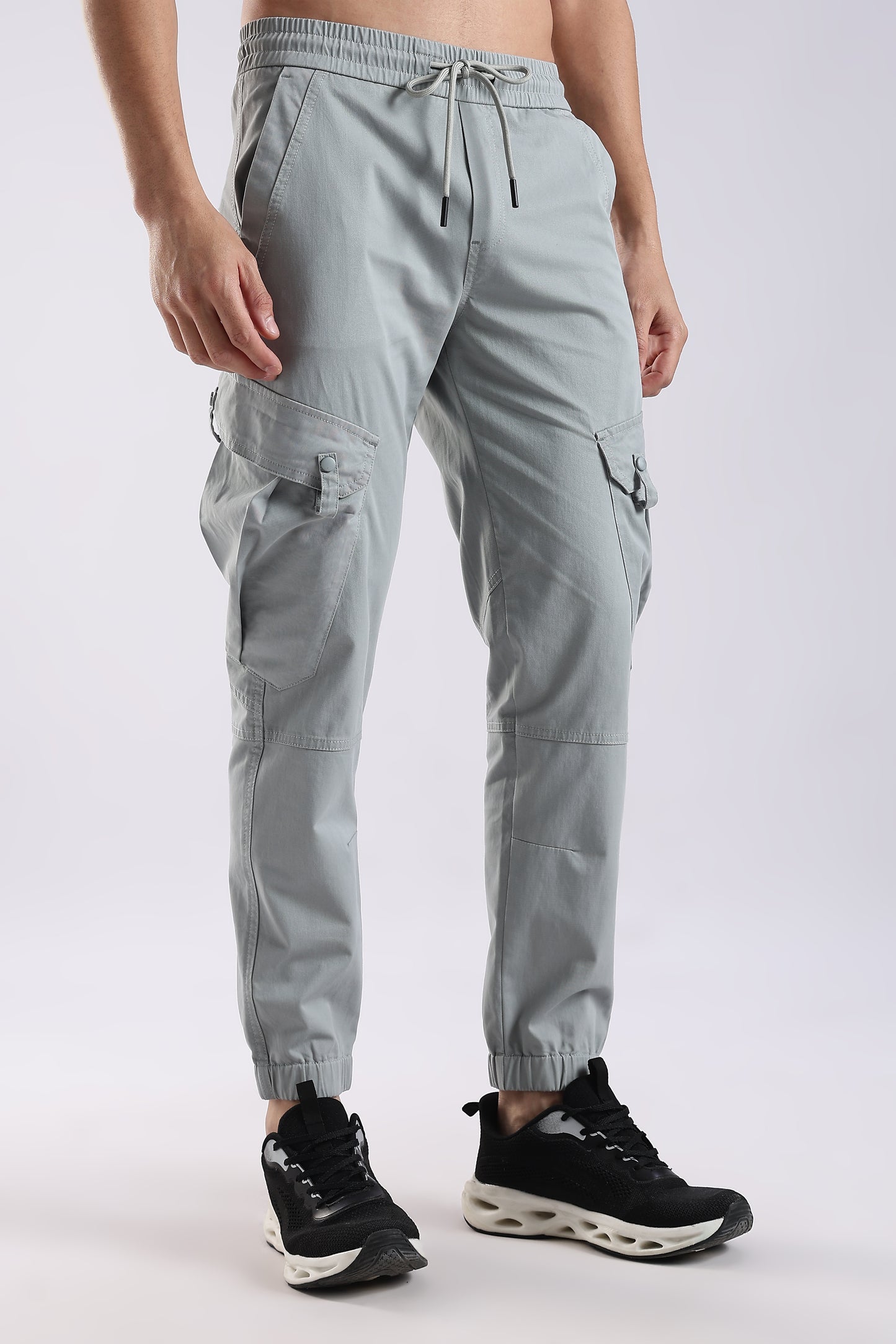 100% Cotton Slim Fit Cargo Pants Lt Blue