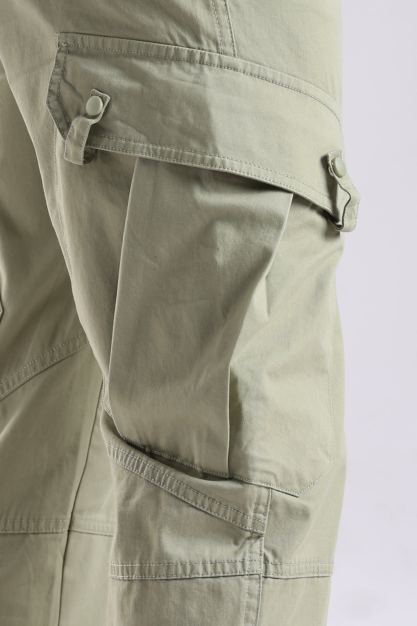 100% Cotton Slim Fit Cargo Pants P Green
