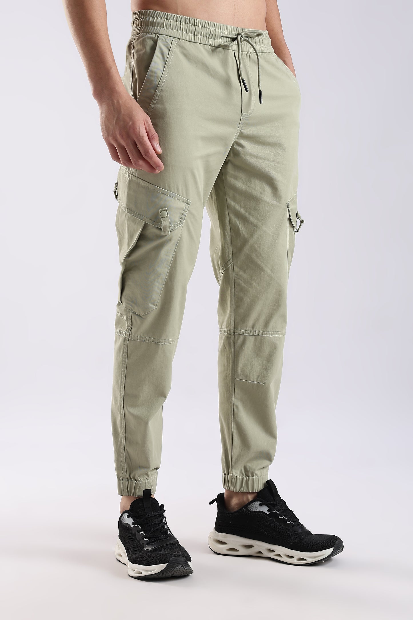 100% Cotton Slim Fit Cargo Pants P Green
