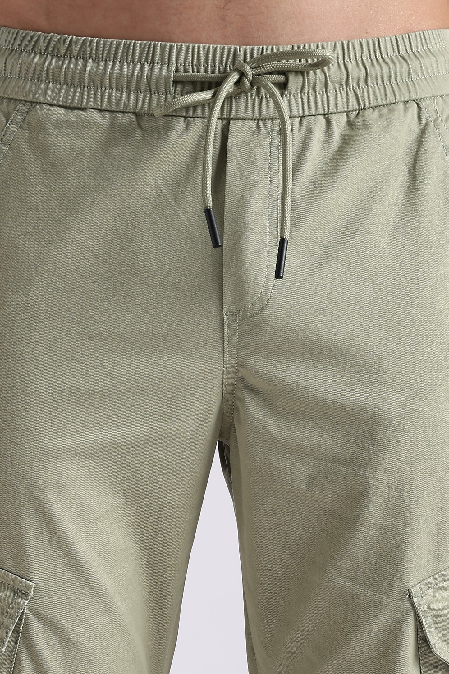 100% Cotton Slim Fit Cargo Pants P Green