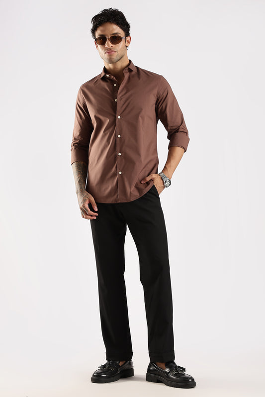 100% Cotton Slim Fit Shirt Brown