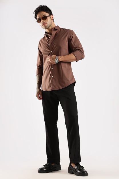 100% Cotton Slim Fit Shirt Brown