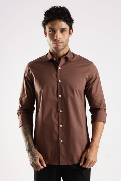 100% Cotton Slim Fit Shirt Brown
