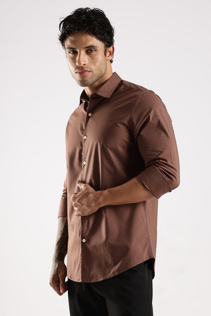 100% Cotton Slim Fit Shirt Brown