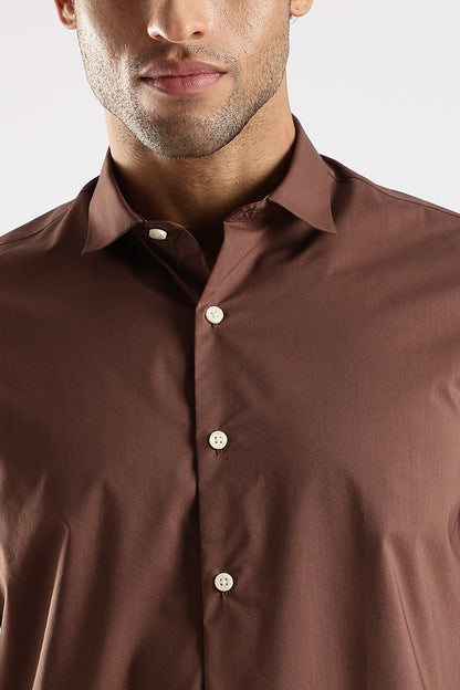 100% Cotton Slim Fit Shirt Brown