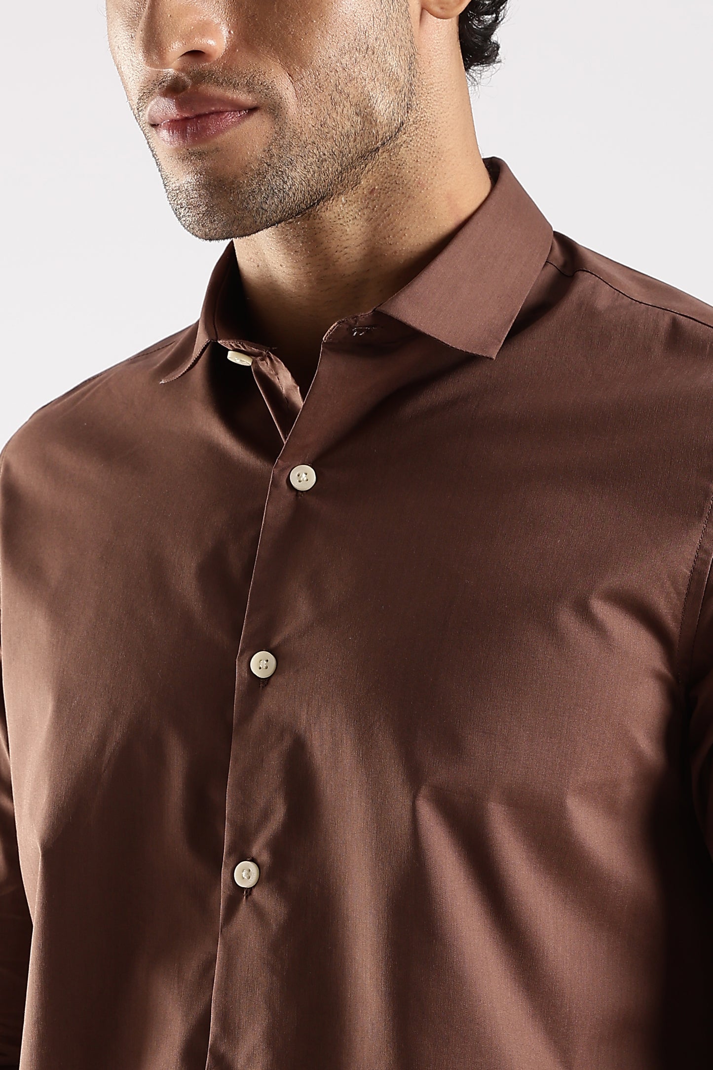 100% Cotton Slim Fit Shirt Brown