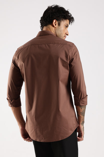 100% Cotton Slim Fit Shirt Brown