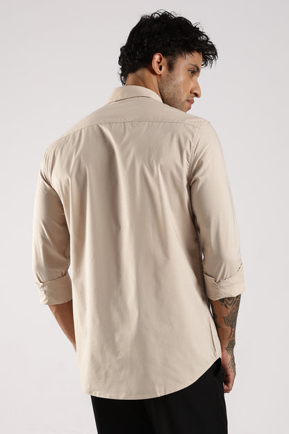 100% Cotton Slim Fit Shirt Cream
