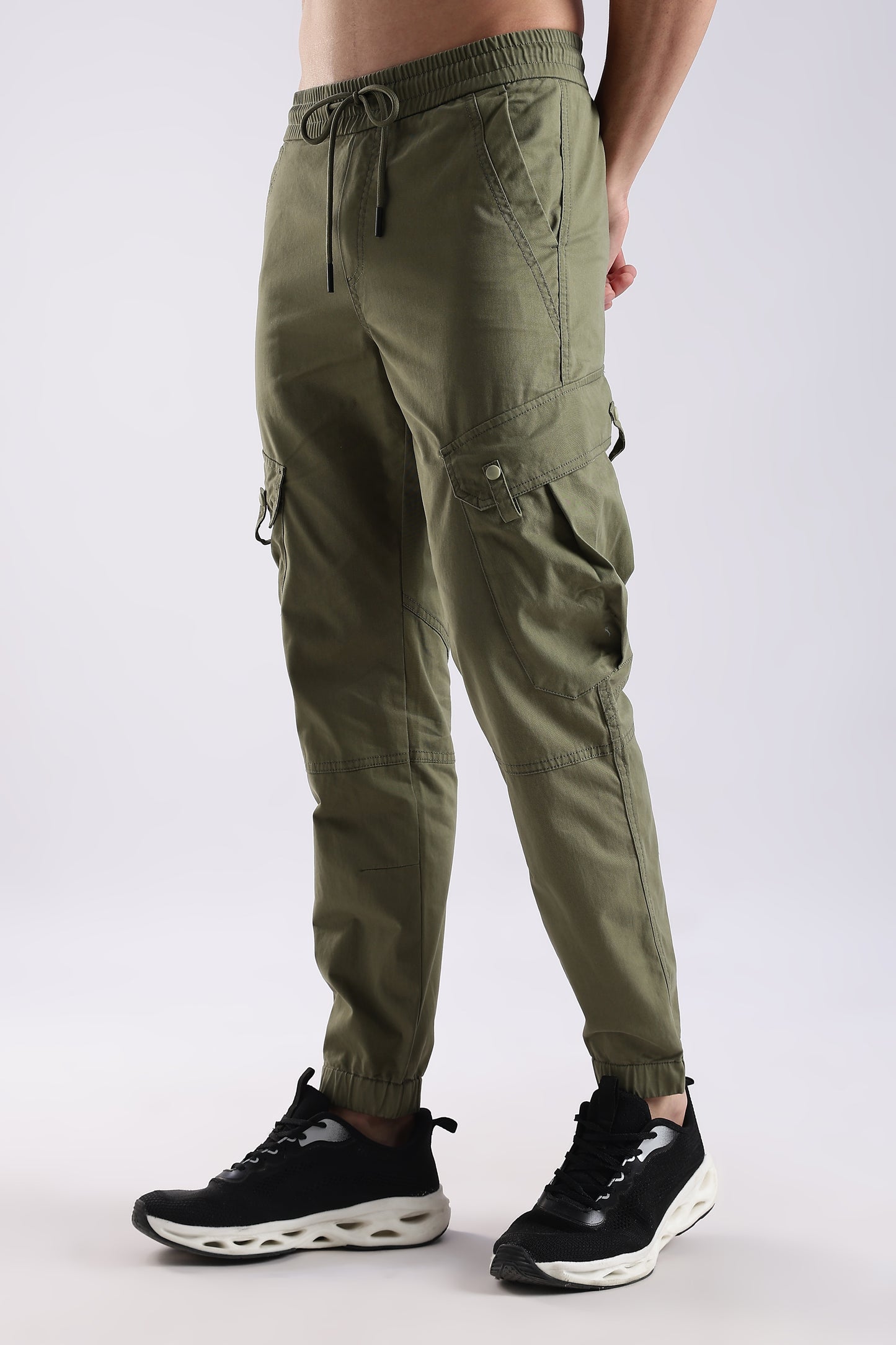 100% Cotton Slim Fit Cargo Pants Green