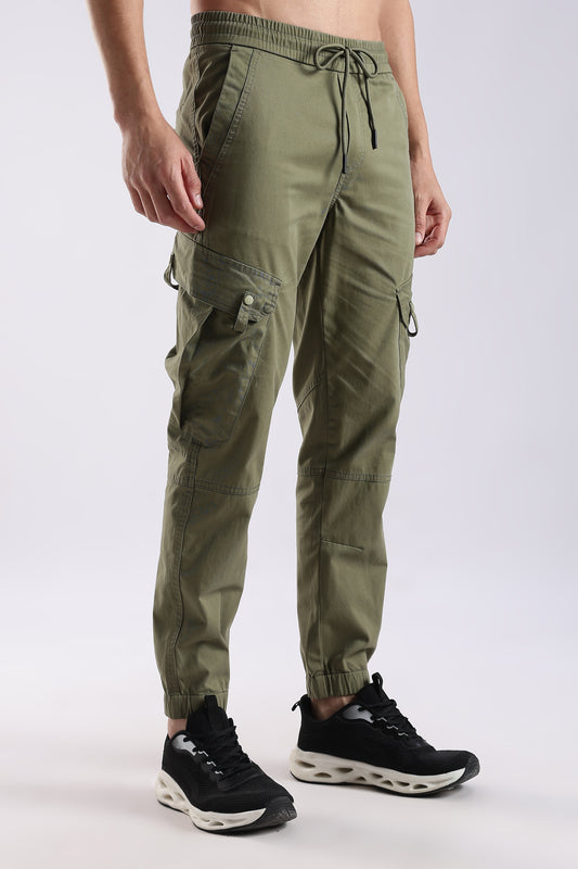 100% Cotton Slim Fit Cargo Pants Green