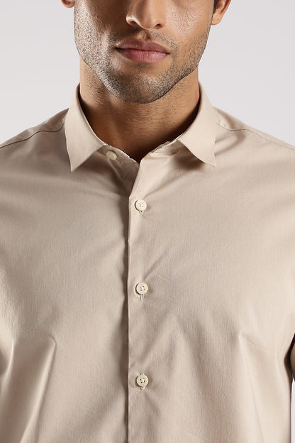 100% Cotton Slim Fit Shirt Cream