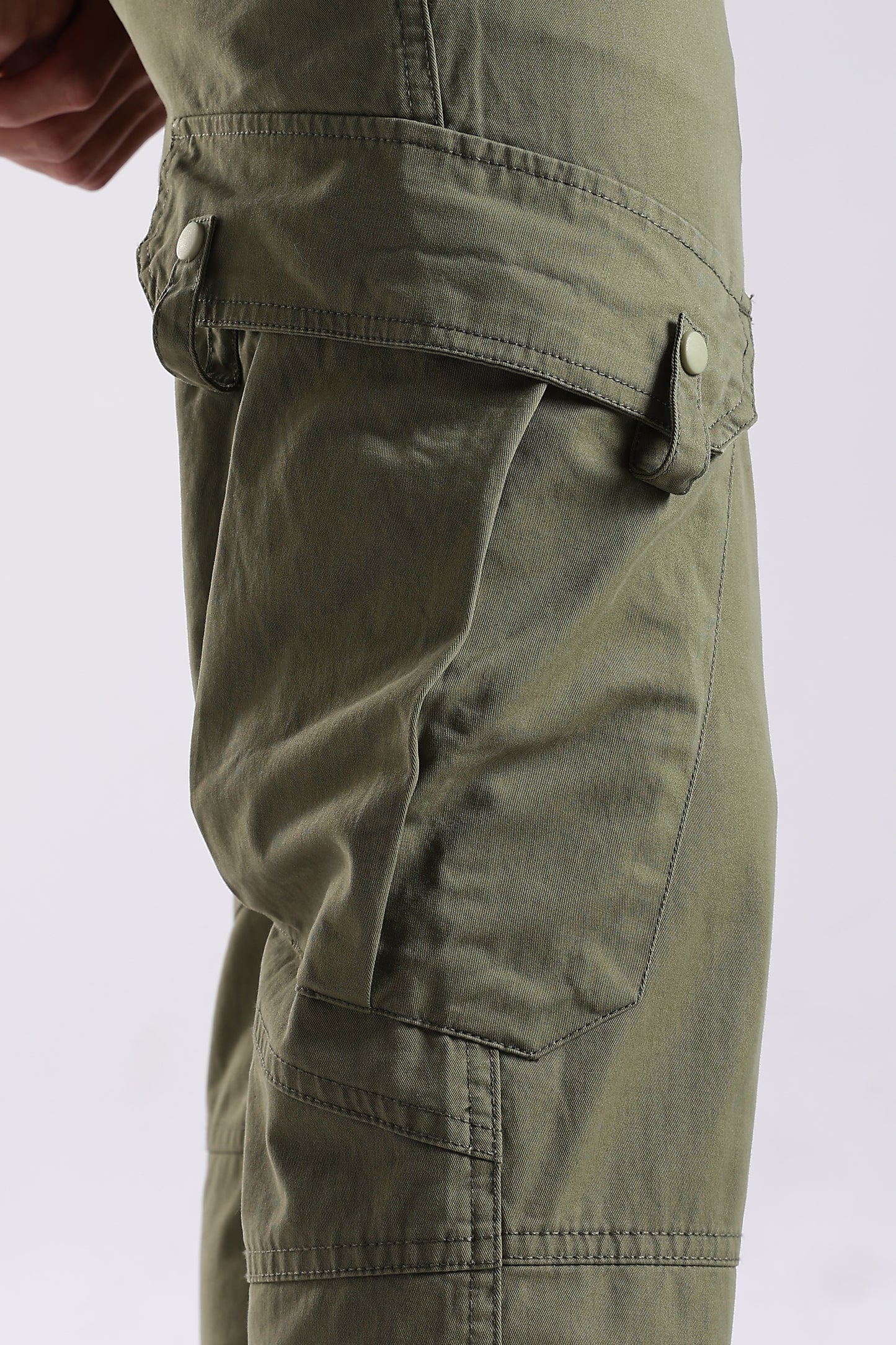 100% Cotton Slim Fit Cargo Pants Green
