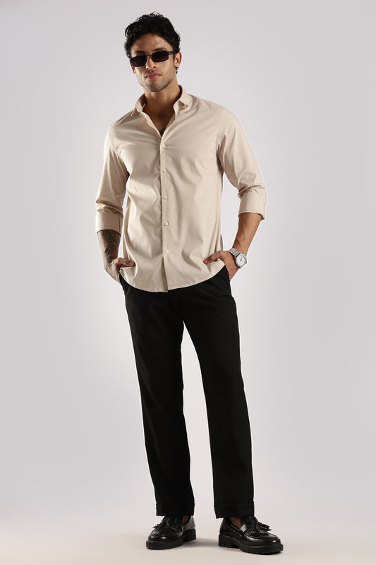 100% Cotton Slim Fit Shirt Cream