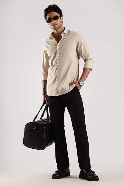 100% Cotton Slim Fit Shirt Cream