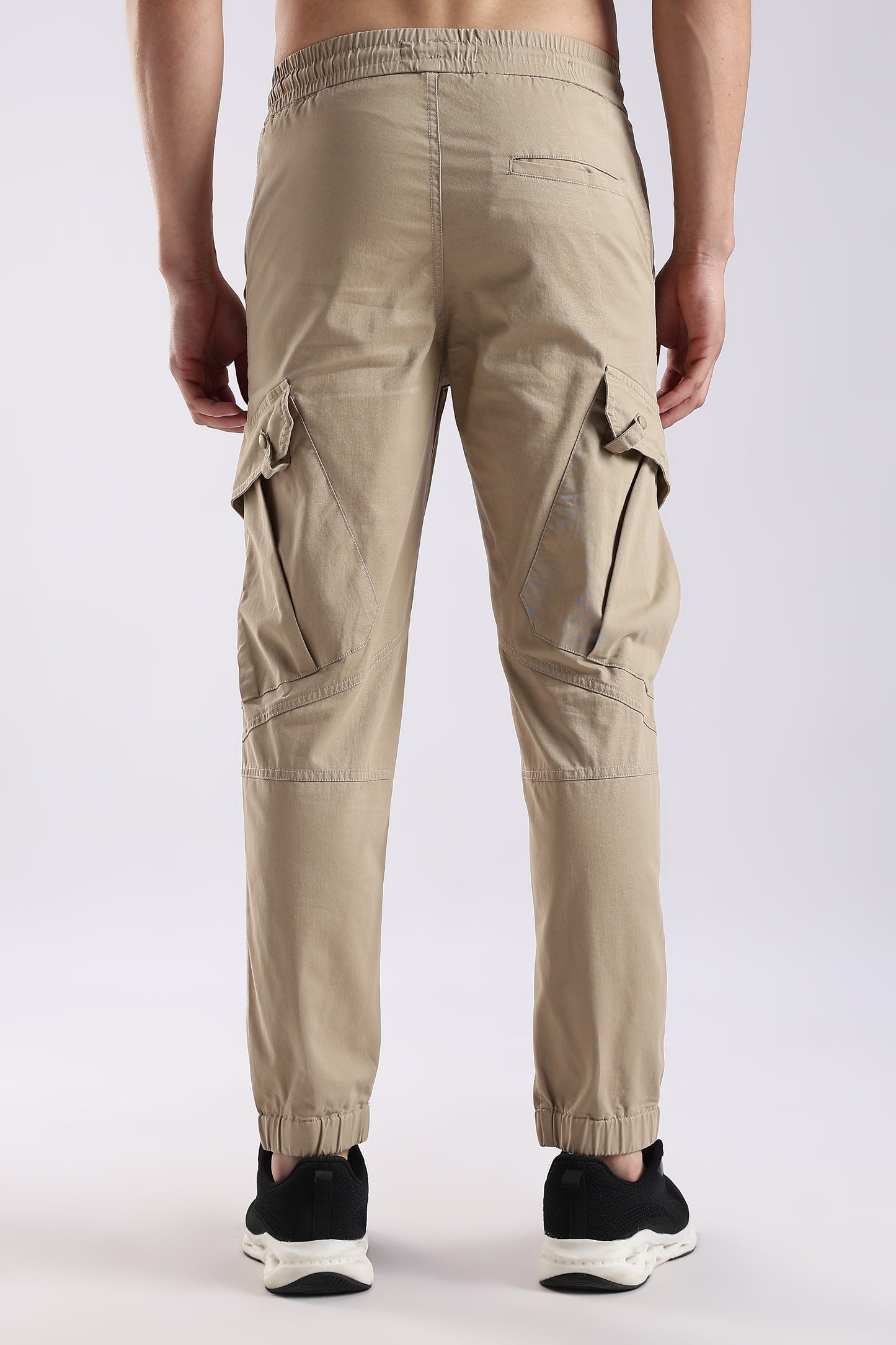 100% Cotton Slim Fit Cargo Pants Beige