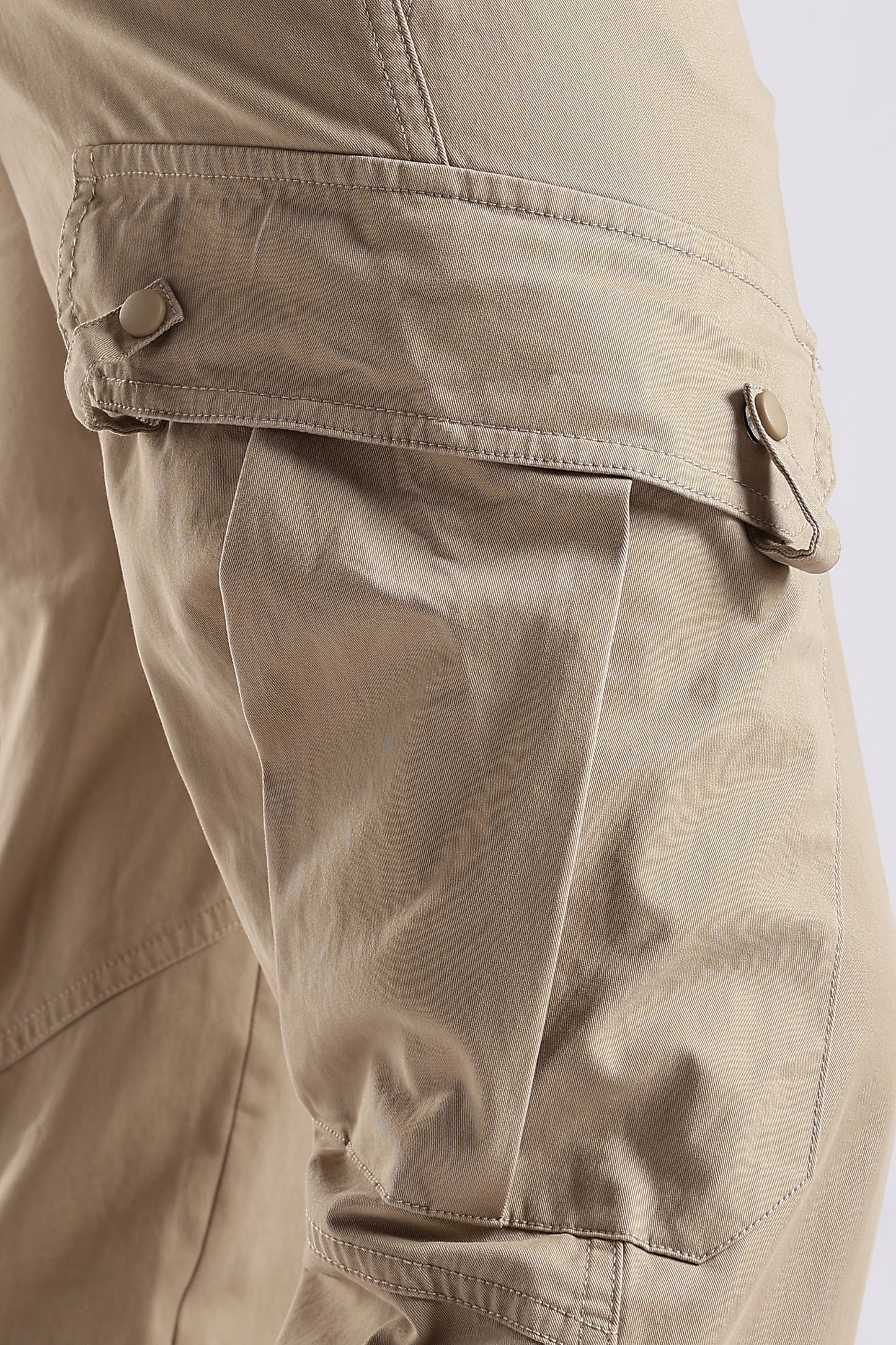 100% Cotton Slim Fit Cargo Pants Beige