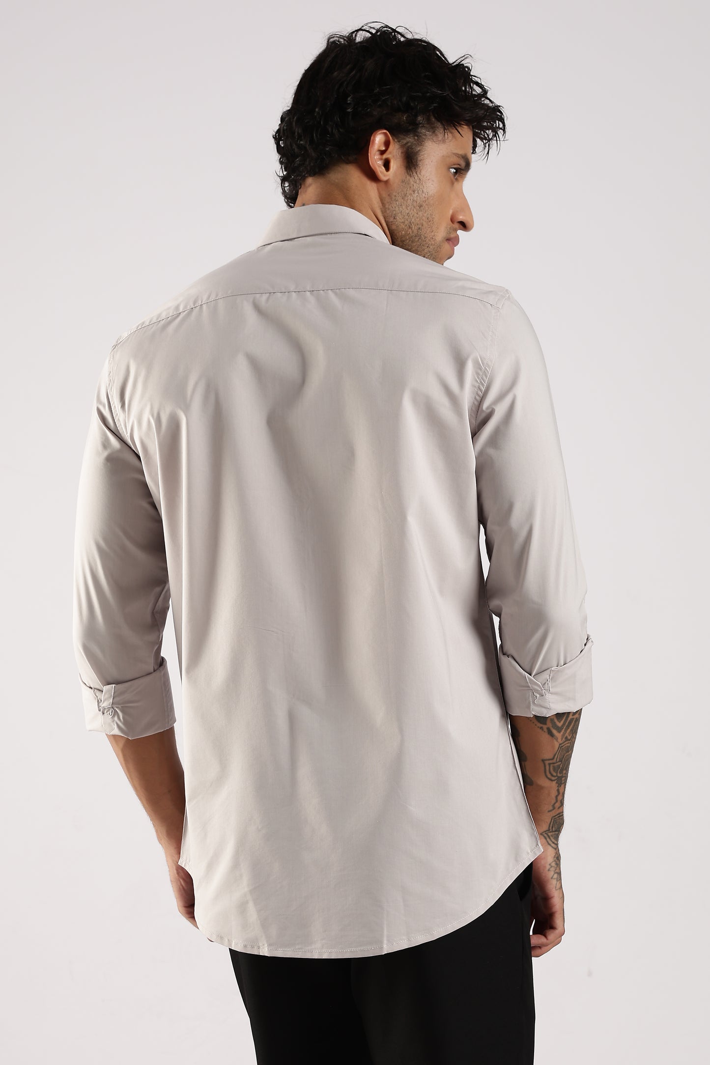 100% Cotton Slim Fit Shirt Lt Grey