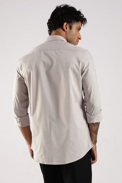 100% Cotton Slim Fit Shirt Lt Grey