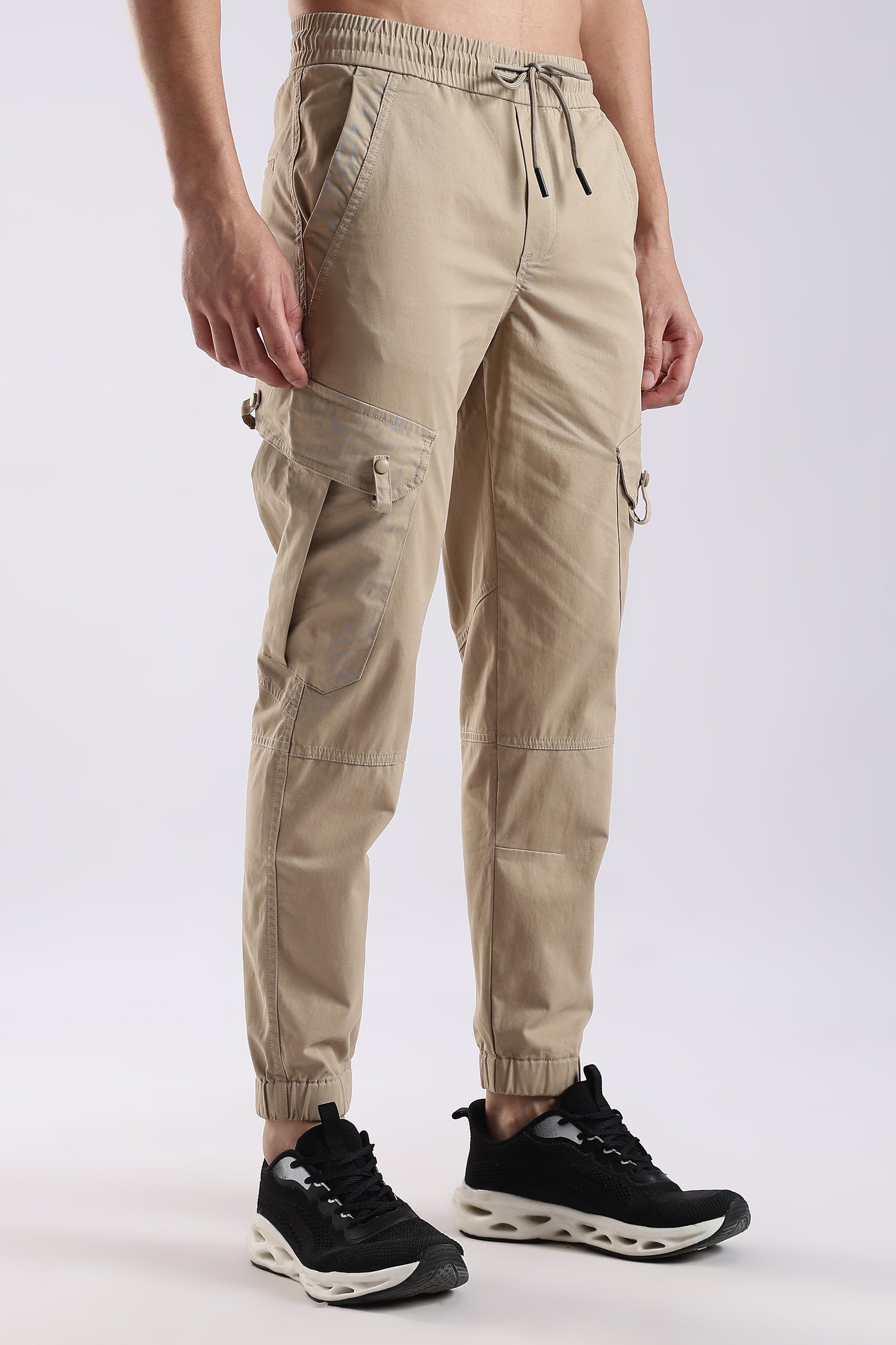 100% Cotton Slim Fit Cargo Pants Beige