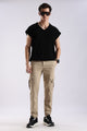 100% Cotton Slim Fit Cargo Pants Beige