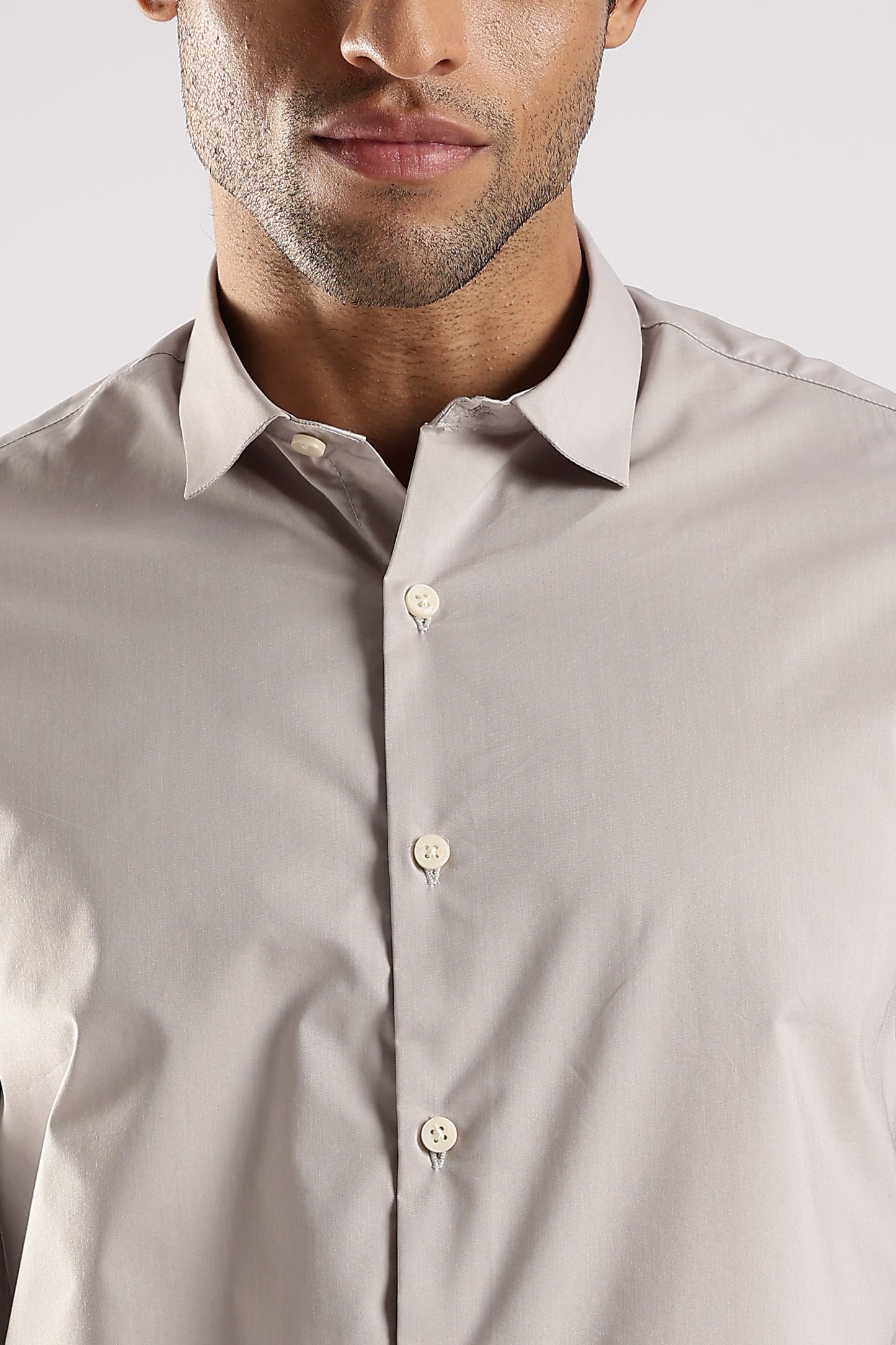 100% Cotton Slim Fit Shirt Lt Grey