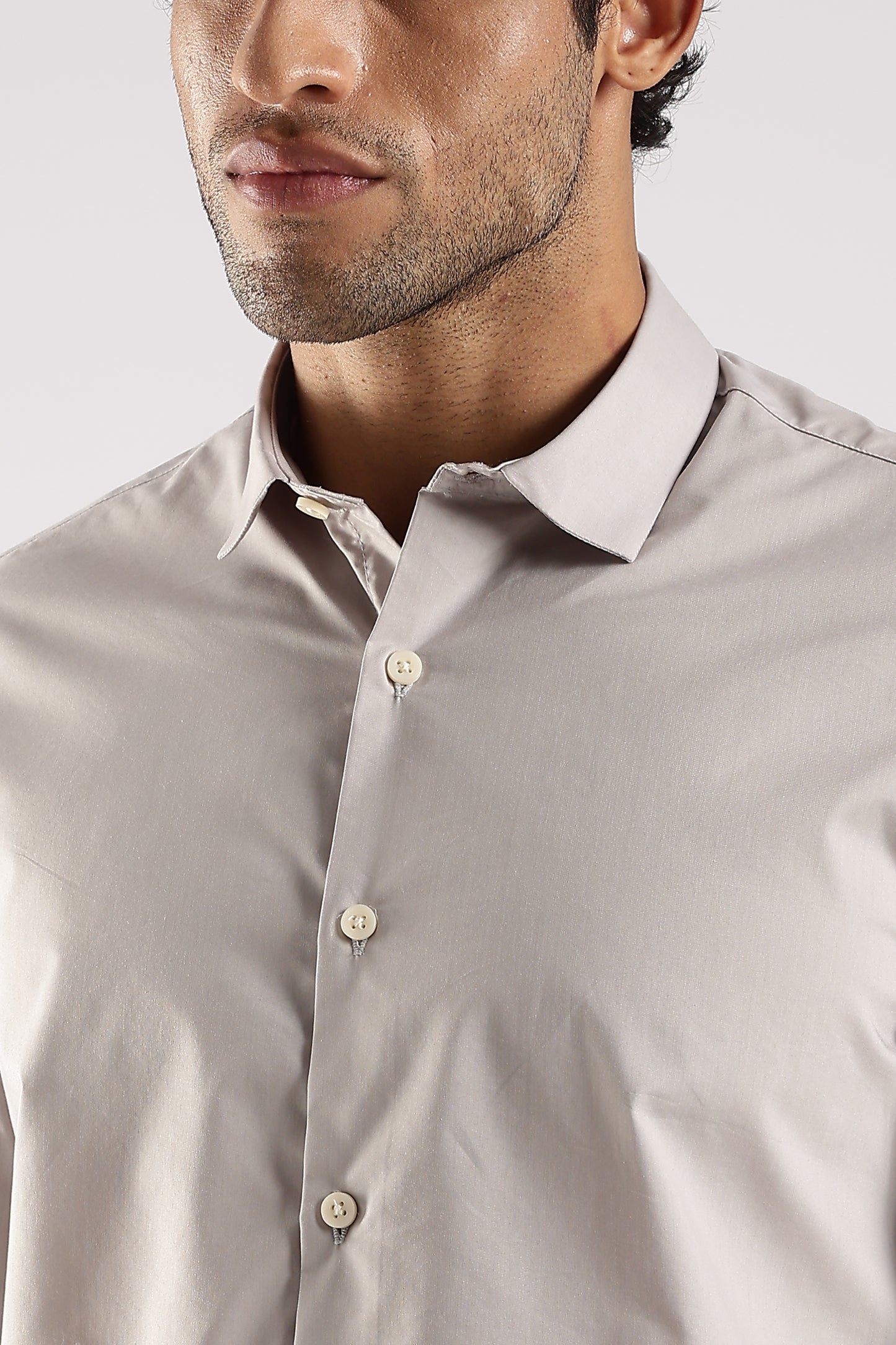 100% Cotton Slim Fit Shirt Lt Grey
