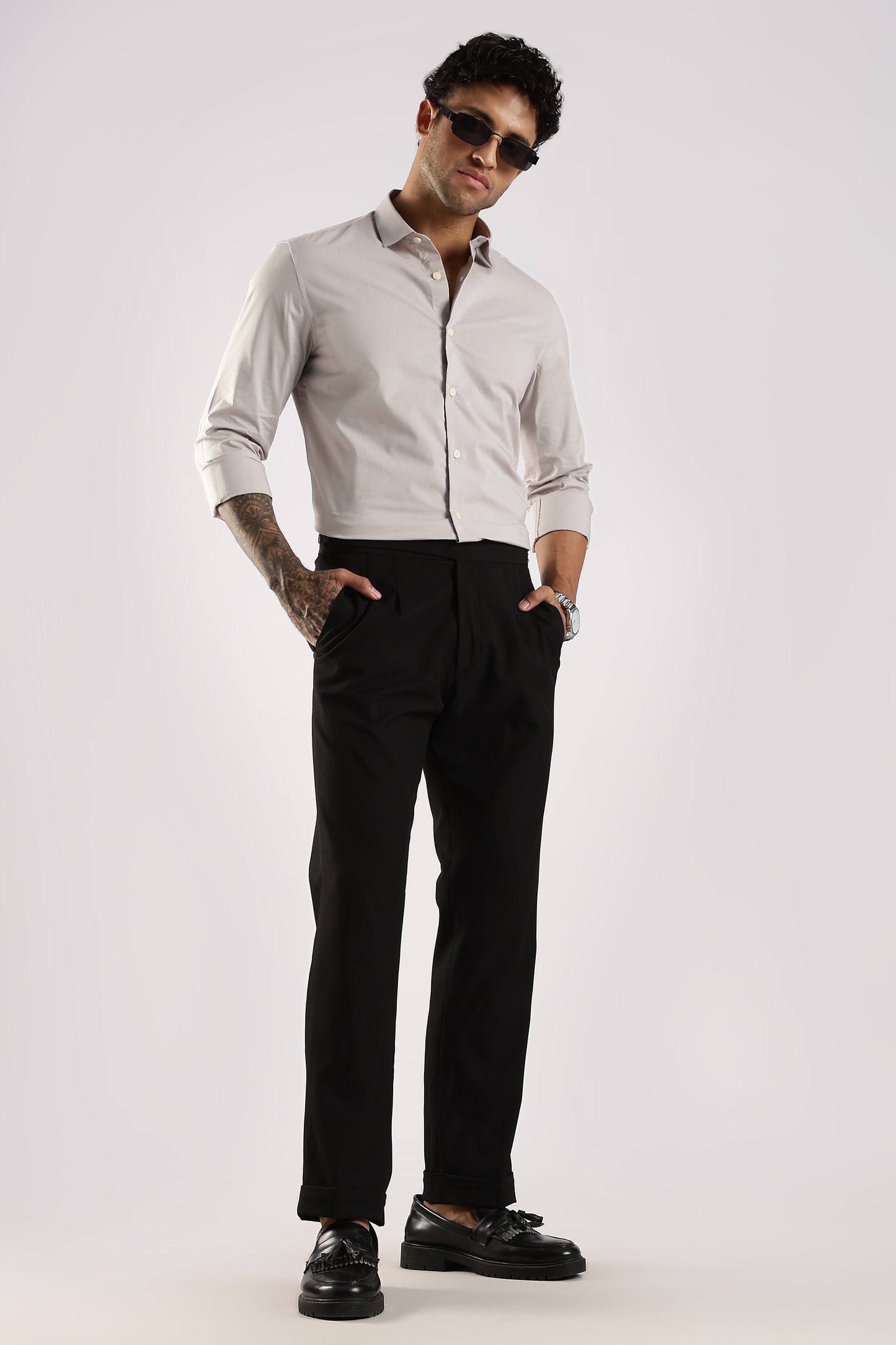 100% Cotton Slim Fit Shirt Lt Grey