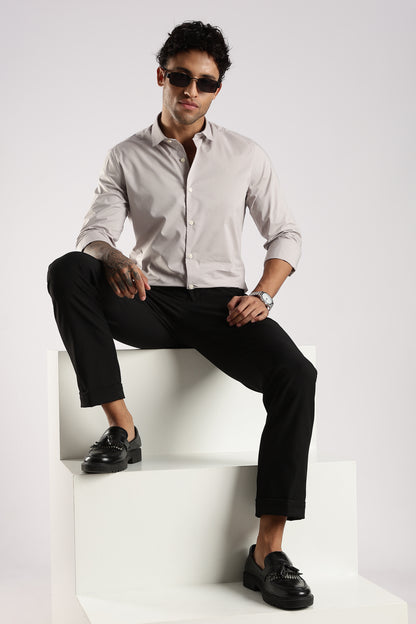 100% Cotton Slim Fit Shirt Lt Grey
