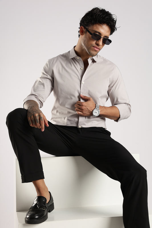 100% Cotton Slim Fit Shirt Lt Grey