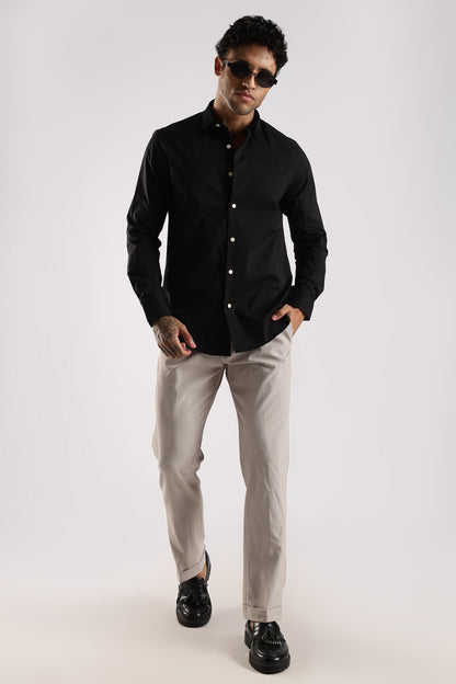 100% Cotton Slim Fit Shirt Black