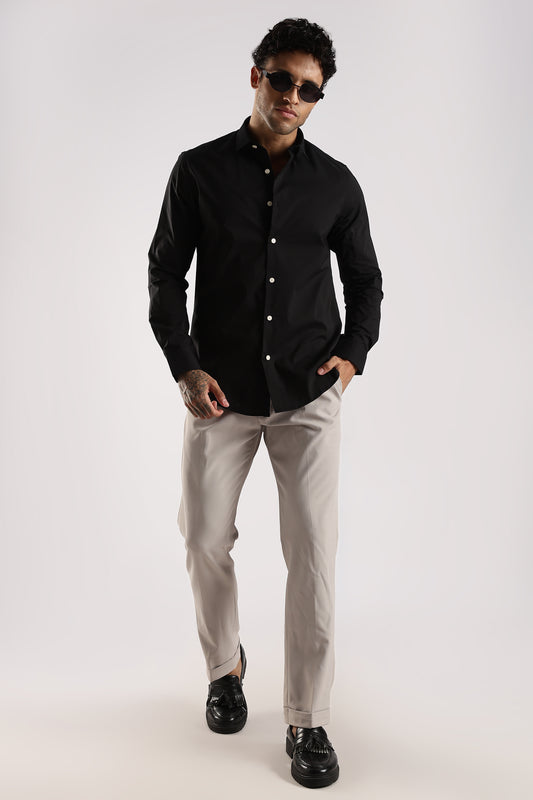 100% Cotton Slim Fit Shirt Black