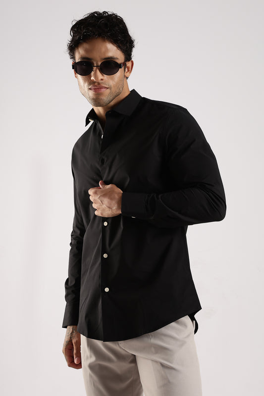100% Cotton Slim Fit Shirt Black