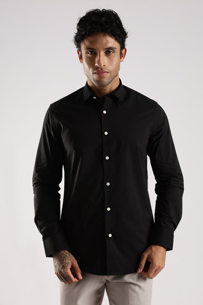 100% Cotton Slim Fit Shirt Black
