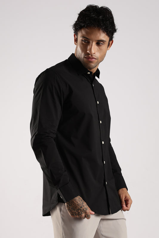 100% Cotton Slim Fit Shirt Black