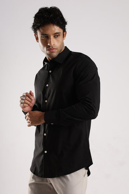 100% Cotton Slim Fit Shirt Black