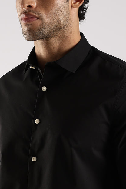 100% Cotton Slim Fit Shirt Black