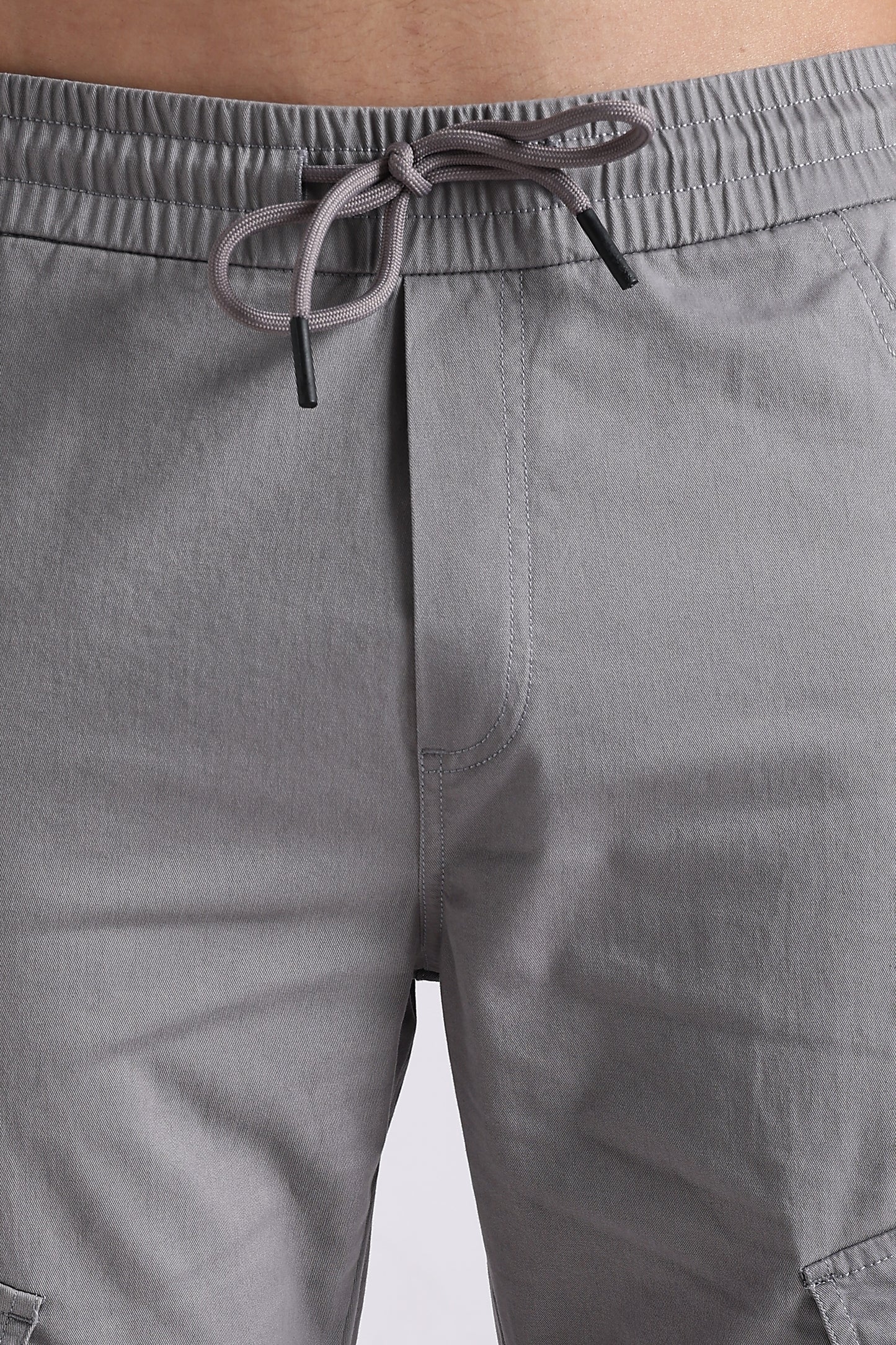 100% Cotton Slim Fit Cargo Pants Lt Grey