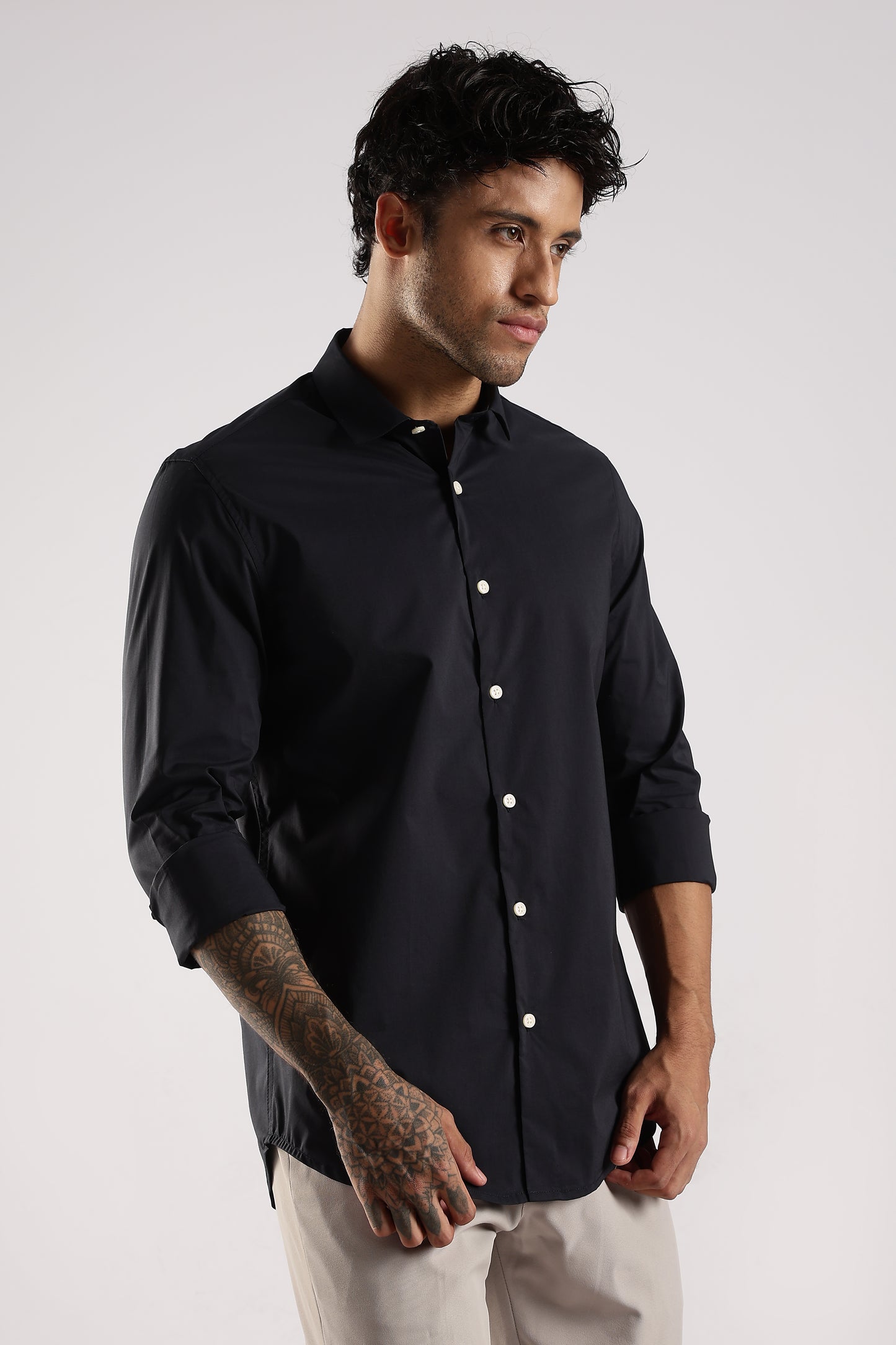 100% Cotton Slim Fit Shirt Navy