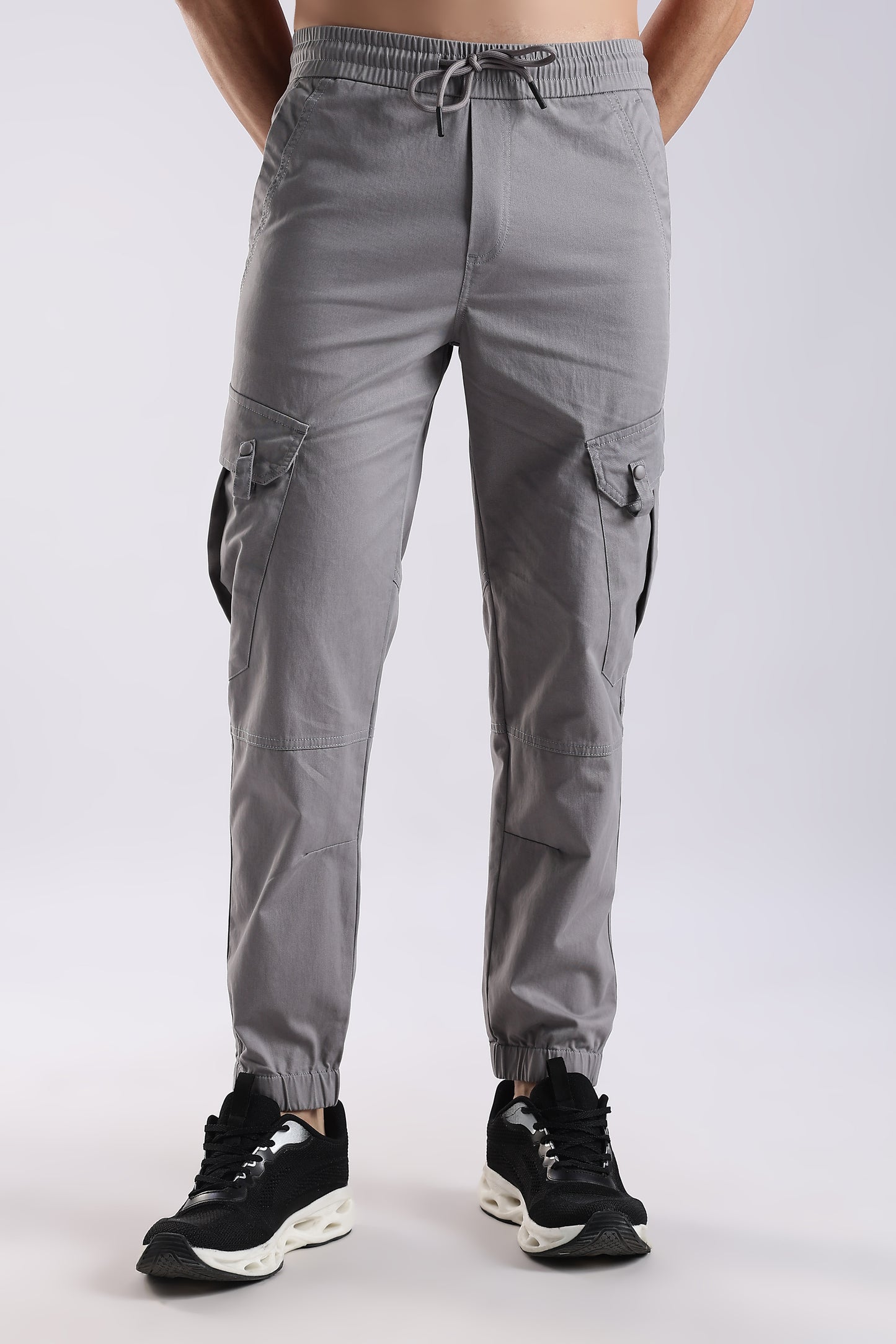 100% Cotton Slim Fit Cargo Pants Lt Grey